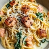 Salmon Carbonara pasta